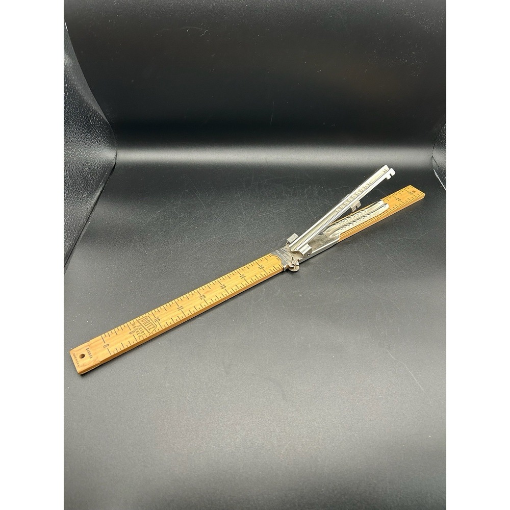 Vintage Dritz Skirt Marker Wood Ruler And Clamp